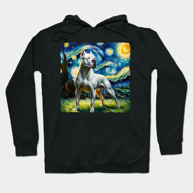 Starry Dogo Argentino Dog Portrait - Pet Portrait Hoodie by starry_night